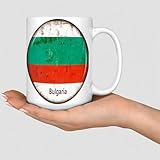 Lustige Tasse Bulgarien Kaffeetassen Lateinamerika Hispanic Land Europa Asien Afrika Flaggen Stilvolle Keramikbecher Mock Up Geschenke für Chef, Vater, Kollegen, Papa, 425 ml, Weiß