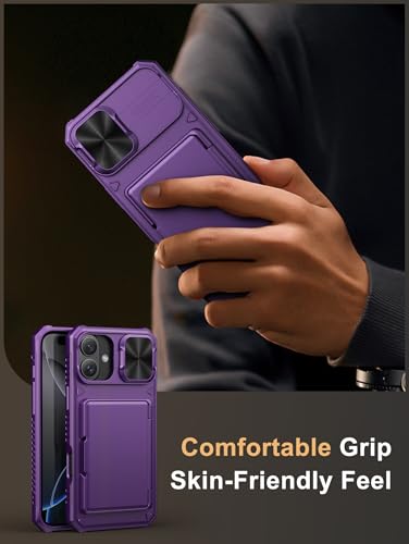 Image of Vihibii for iPhone 16 Plus Case Wallet with Card Holder (4 Cards) [RFID Blocking] & Slide Camera Cover, Military Grade Drop Protection, Hard Back & Silicone Edge Phone Cover, 6.7 inch 2024, Dark Purple