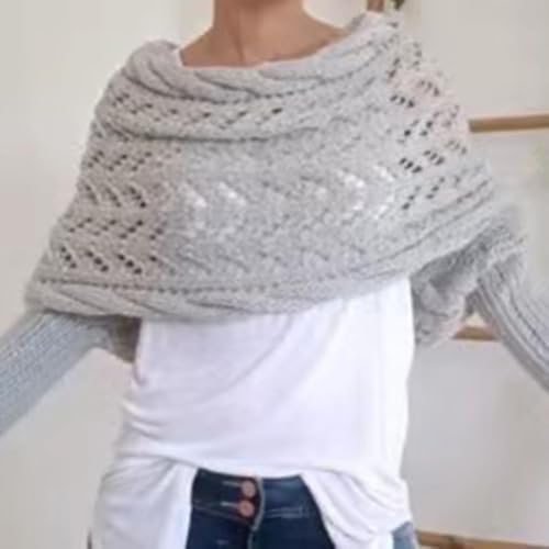 Knitted Cable Wrap, Shrugs for Women, Knitted Wrap, Sweater Scarf with Sleeves4