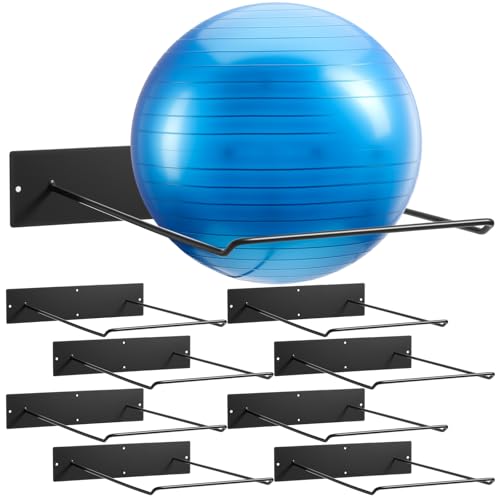 Threan Medizinballregal aus Metall, Wandmontage, 41,6 cm, groß, Yoga-Aufbewahrung, Ballregal, verdickt, schwarz, für Fitnessstudios, Studios, Zuhause, 2 Stück