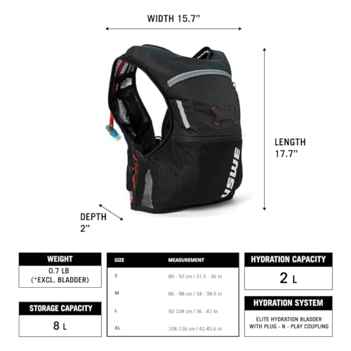 USWE Rush 8L Bike Hydration Vest - Stay Hydrated and Comfortable on Your Longest Rides, Adjustable Straps for Men and Women, M - Thumbnail 2