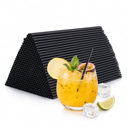 1000 Pcs 5'' Black Disposable Cocktail Straws, 0.16'' Plastic Bar Straws for Whiskey, Soda, Cocktail, Teas(5'' x 0.16'')