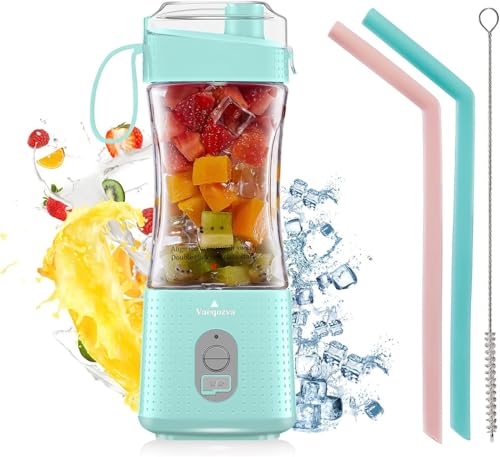Vaeqozva Batidora portátil USB recargable mezclador personal de frutas mini licuadora para batidos, jugo de frutas, licuado de proteínas, batidos de leche, azul