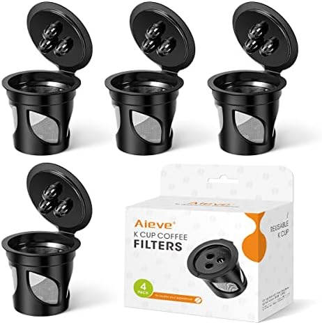 AIEVE 4 Pack Reusable Coffee Pods Compatible with Ninja Dual Brew Coffee Maker, Reusable Coffee Filters K Cup for Ninja Coffee Maker CFP201 CFP301 Dual Brew Pro