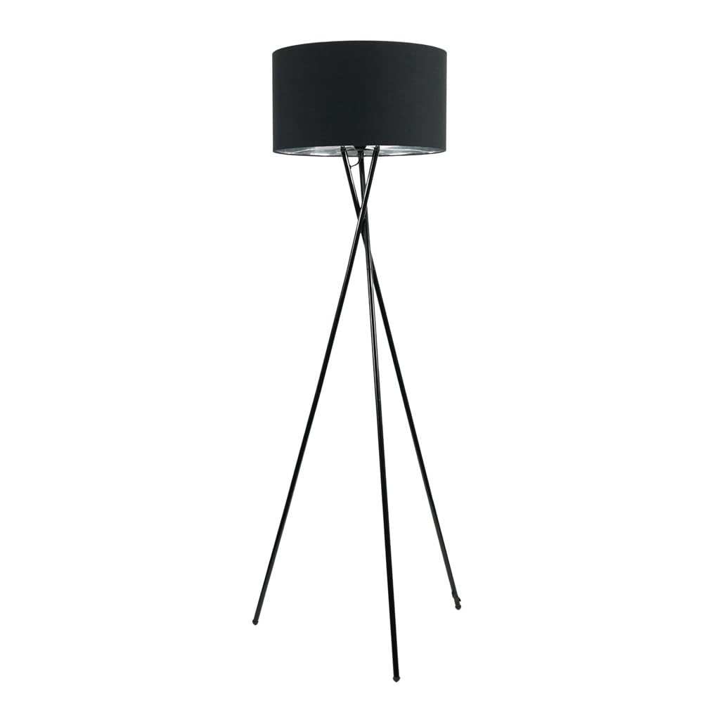 ValueLights | Camden Tripod Floor Lamp Gloss Black with Black & Chrome Inner Shade | Floor Lamps, Home Décor & Improvement Essential