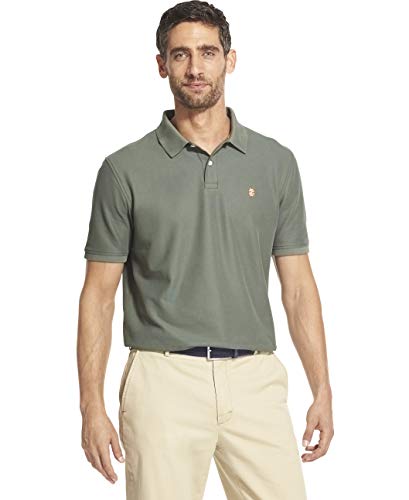 IZOD Men's Slim Fit Advantage Performance Short Sleeve Solid Polo, thyme, X-Large