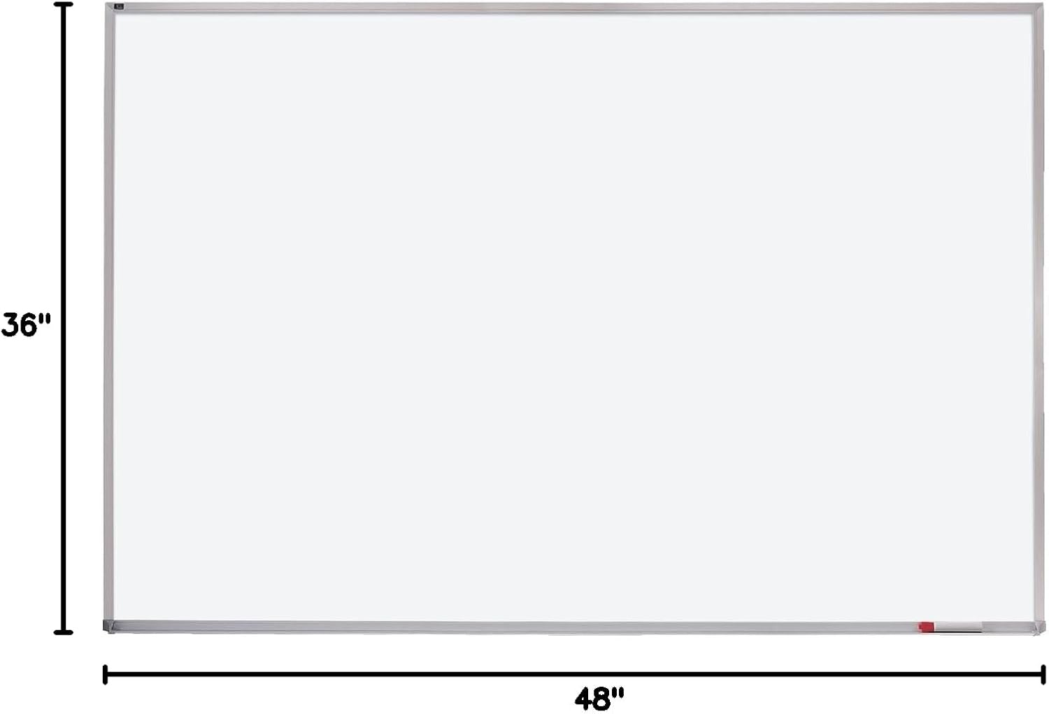 Quartet Porcelain Whiteboard, Magnetic Dry Erase White Board, 48"W x 36"H, Aluminum Frame (PPA304)
