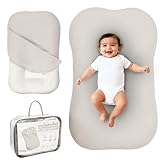 Aila + Aiden Baby Lounger | Organic Cotton Infant Lounger | Adjustable & Portable Floor Lounger | Supervised Use | Soft, Breathable, Washable Cover - Snuggle Collection - (Gray)