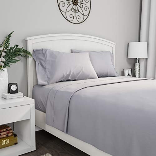 Lavish Home, Silver Gray Brushed Microfiber Set-3 Piece Bed Linens-Fitted & Flat Sheets, 1 Pillowcase-Wrinkle, Stain & Fade Twin