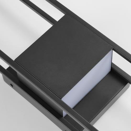 LamQee 27.5 Inch Modern Outdoor Wall Light 3000K 1000LM 20W Integrated LED, IP65 Waterproof Matte Black Exterior Lighting Fixtures with Large Rectangle Shade for House Porch Patio Garage Door Backyard by LamQee - Used condition - Image 5