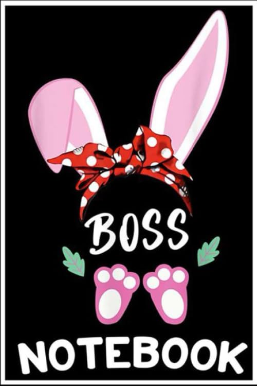 Notebook: BOSS Bunny Easter Day With Red Headband Cute Gift Womens notebook 100 pages 6x9 inch by Sui Kinle