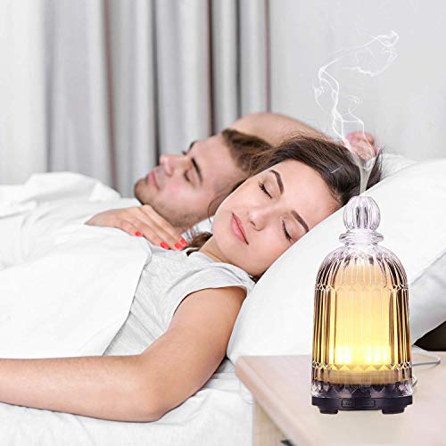 Glass Aromatherapy Essential Oil Diffuser, 120 Ml Aroma Diffusers Cool Mist Humidifier Ultrasonic With 7 Led Light Auto Shut-Off For Home Office Yoga Spa (Black Bottom) #TOP1