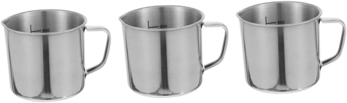 3pcs Stainless Steel Measuring Cup for Accurate Lab and Kitchen Use Graduated Scale Beaker for Liquid and Solid Measurements