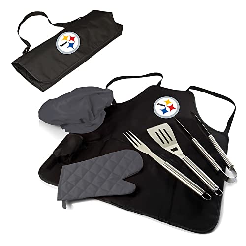 Image of Picnic TIME BBQ Apron Tote Pro Grill Set, (Black with Gray Accents)