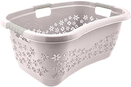 keeeper Ergonomic Laundry Basket, Air Permeable Design, Non-Slip Soft Handles, 50 Litre, Lasse, Grey