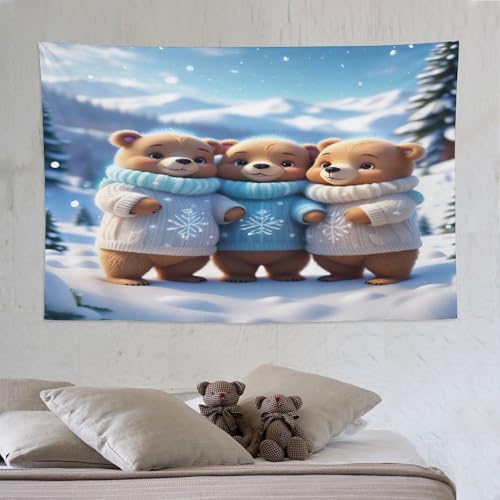 Ours Tapisserie PAZZK Habiller Grand Mur Nu Tensure Tissu Salon Chambre