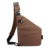ZUEVI Borsa da viaggio antifurto per donne/uomini, borsa a tracolla alla moda per viaggi casual, Caffè, Left Style
