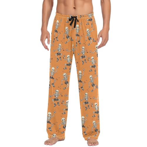 Men's Pajama Pants,Dancing Skeletons Lounge Lightweight Sleep Bottoms Pants with Pockets Size S-XXL