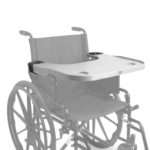 PEPE Mobility Wheelchair Tray with Cup Holder, Removable and Easy-to-Fit Table for Adults, Grey, Accessories for Wheelchairs