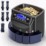 Coin Counter and Dollar Coin sorter with LCD Display, 300-coin Capacity, Supports Multiple Coin Types, Equipped with Sorting and Packaging Machine for Fast and Accurate Sorting (Coin Counter)