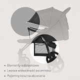 LIONELO Annet Plus wózek spacerowy do 22 kg, regulacja oparcia do pozycji leżącej, łatwe składanie, koła EVA, 5-punktowe pasy, daszek XXL, ocieplacz moskitiera (czarny)