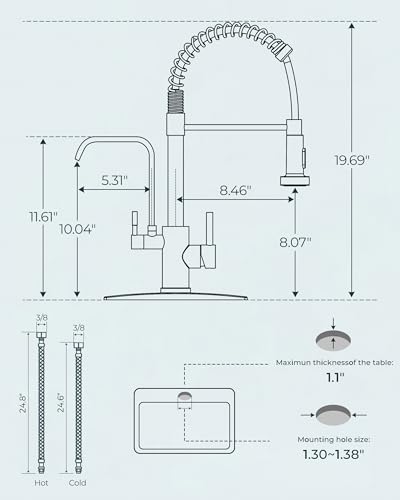 Image of FORIOUS Kitchen Faucet with Purfied Water Filter, 2 in 1 Commercial Stainless Steel Pull Down Sink Faucet and Drinking Water Faucet 2 Handle for Pot Filler Kitchen Sink Farmhouse Bar, Brushed Nickel