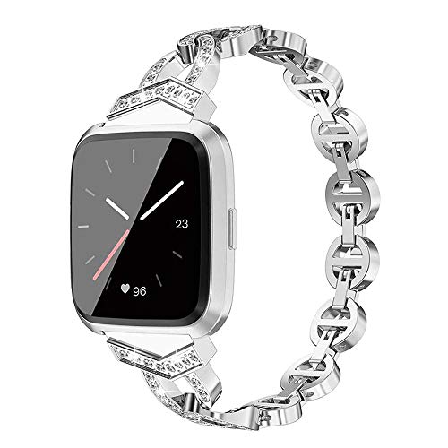 Versa Uhrenarmbänder,Miya Ersatzband Frauen Metall Armband Fitbit Versa Glitzer Strass Damen Armbänder Fitness Zubehör für Fitbit Versa Fitbit
