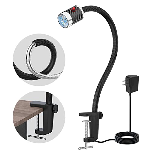 Gooseneck Led Light, Led Machine Light, Clamp gooseneck Light 900 Lumen 120 Volt Fixed with C Clamp Industrial Lighting Work Lamp for Machine Tools and Lathe
