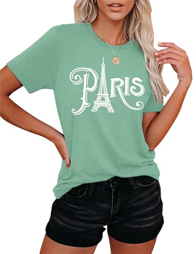 Image of Paris France Shirt Women Eiffel Tower T Shirt Travel in France Tshirts Vacation Tees Paris Tops