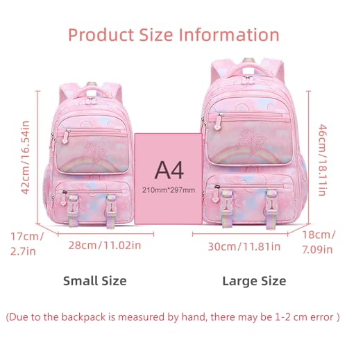 Kids Backpack for Girls Cute Rainbow Butterfly Backpacks for Teen Girls Age 8-12 Kindergarten Elementary Bookbag,Purple2
