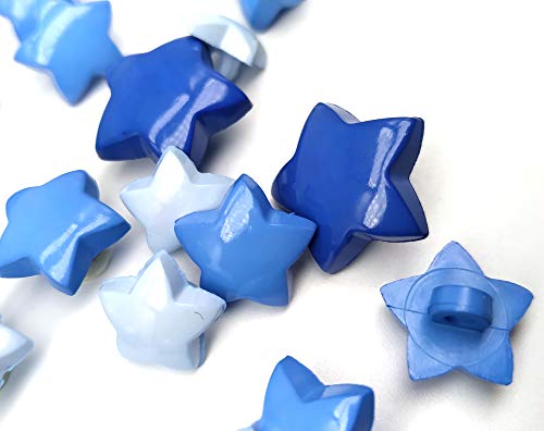 10 Bottoni A Stella Glitter Blu, 14mm, 2 Fori, Per Bambini, Cucito E Lavoretti - Apfelblüte