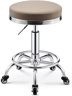 Round Rolling Stool Heavy Duty Salon Massage Swivel Adjustable Rolling Stool (Color : Brown) Marriage (Brown)