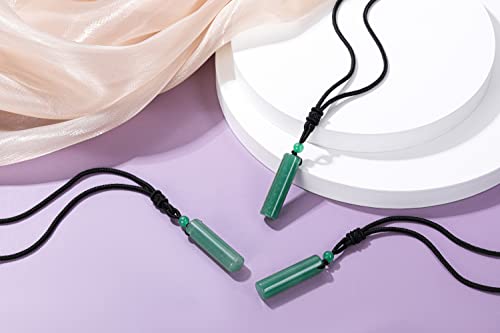 Top Plaza 2 Pcs Green Aventurine Opal Healing Crystal Stone Necklaces For Men Women Cylindrical Pendant Amulet Protection Necklaces Adjustable Braided Cord Natural Quartz Gemstone Necklace Jewelry #TOP7