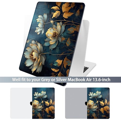 Funda MacBook Air 13 M2 A2681 carcasa rígida de flores con protector de pantalla y teclado 2