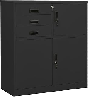 vidaXL Office Cabinet Home Indoor Locker File Document Adjustable Shelf Lock Office Filing Storage Cabinet Furniture Anthracite 40.2