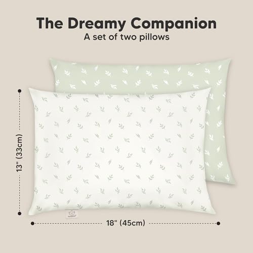 Image of KeaBabies 2pk Toddler Pillows 2 Year Old to 5,13x18 Kids Pillow (Herb) | Soft Organic Cotton Kids Pillow for Sleeping, Travel, School, Daycare, Nap, Toddler Bed, Machine Washable, Without Pillowcase