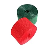 Veemoon 2 Rollen Weihnachts Dekoband Rot Grün Breites Leinwandband für Geschenkverpackung DIY...