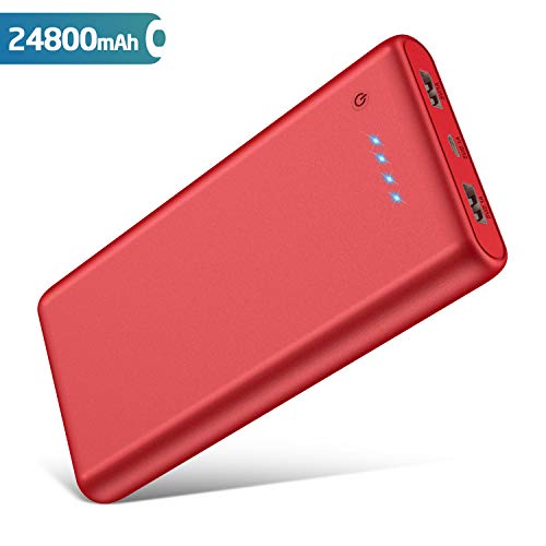 QTshine Batterie Externe, [24800mAh Haute-Capacité] Power Bank Portable Chargeur 2 Ports USB Sortie Haute Vitesse Compatible avec Android/iOS Tablettes et Autres Smartphones