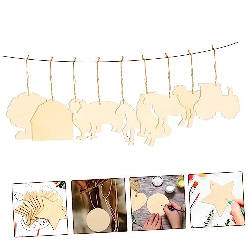 STOBOK 45pcs Farm Animal Wood Piece Animal Wood Slices Farm Theme Party Decorations en Playset Wedding Decorations Toys en Hanging Ornaments DIY Painting Materials by STOBOK - Used condition - Image 9