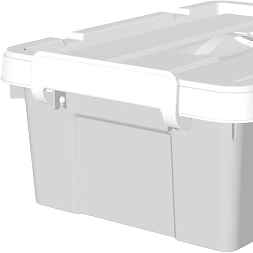 Miniatura 10 de Contenedor de almacenamiento con tapa con asa, contenedor organizador con tapa duradera y hebillas de cierre seguro, apilable y estable, plástico,