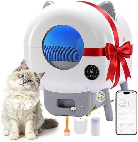 GTPLAYER Katzenklo Selbstreinigend, 66L Automatisches Katzenklo Mit App & Sensoren, Anti-Einklemmung, Elektrisches Katzenkloes mit 6‑farbige Innenbeleuchtung, Duftstein, Für Mehrka