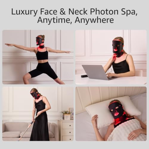 Image of IFAE Red Light Therapy for Face and Neck, Red Light Therapy Mask with 850nm Infrared (NIR) Portable Led Face Mask with Eye Protection and Remote for True Anti-Wrinkles Skincare at Home Black