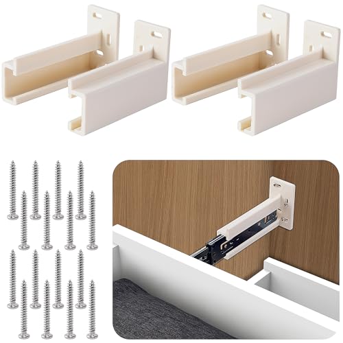 Nkiy Quen 2 Pairs Drawer Track Back Plate,ABS Drawer Rail Bracket Compatible with R7265,Drawer Slide Mounting Brackets for Track Socket Repair Replacement