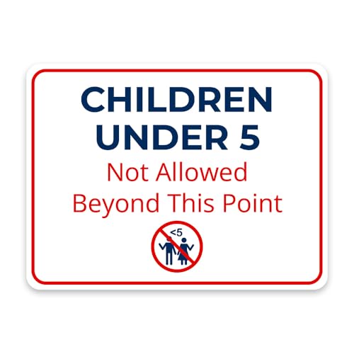 Classic Framed Plus Children Under 5 Not Allowed Beyond This Point Door or Wall Sign | Child Safety Business Signs - Small