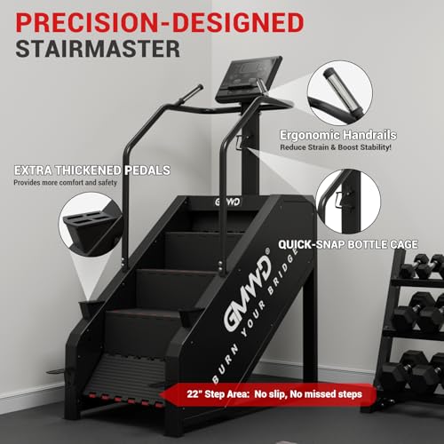GMWD Stair Stepper Machine, Commercial Grade Stair Climber with LED Display, Stair Machine for Cardio, 15 Resistance Levels, 24-164 Steps/Min, Exercise Machine for Home