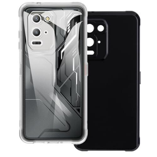 UOGNADGD 2�� TPU�P�[�X Blackview Fort 5 �Ƃ̌݊������� �X�}�z�J�o�[ - �ϏՌ��t���L�V�u���ی�A�N�Z�T���[ �����J�b�g���H (�N���A+�u���b�N)