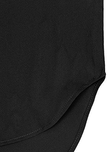 Timeson V Neck Short Sleeve Blouse Curved Hem Sheer Chiffon, material does not stretch
