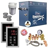 SteamSpa 10.5kW Steam Sauna Generator Executive Bundle 240V Steam Generator with Touch Pad, Steamheads, Pressure Relief Valve, Built-in Auto Drain, LED Light, Filter and Quick Install Kit EXT1050BN