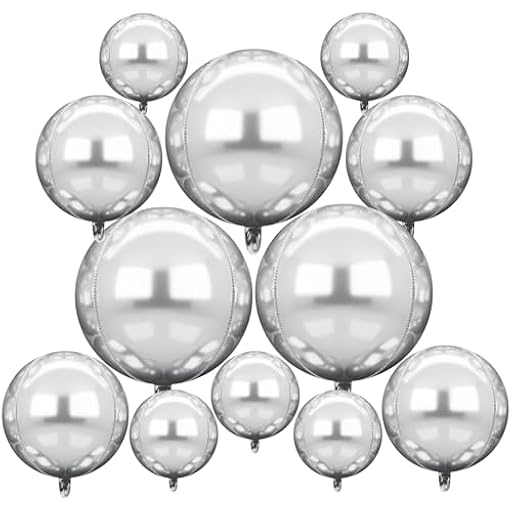 Globos Metálicos de Plateado,12 Piezas Globos Plateados,Globos 4D Plateados,Globos Aluminio Gigantes,Gigantes Globos 4D Redondos,para baby shower, cumpleaños, Año Nuevo, bodas, aniversarios (A) | Ya disponible en tu tienda friki favorita! En mundofriki.es!