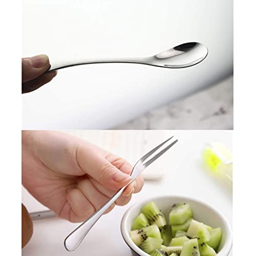 Vanra Dessert Knives Forks Spoons Set Stainless Steel Kids Dinner Knife Salad Fork Teaspoon Cocktail Fork Coffee Spoon Snack Serving Knives #TOP2